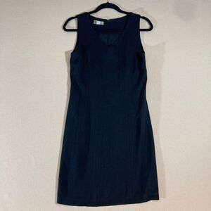 Tommy Bahama Dress 6‎ Black 100% Silk V-Neck Sheath Midi Minimalist Beach Resort